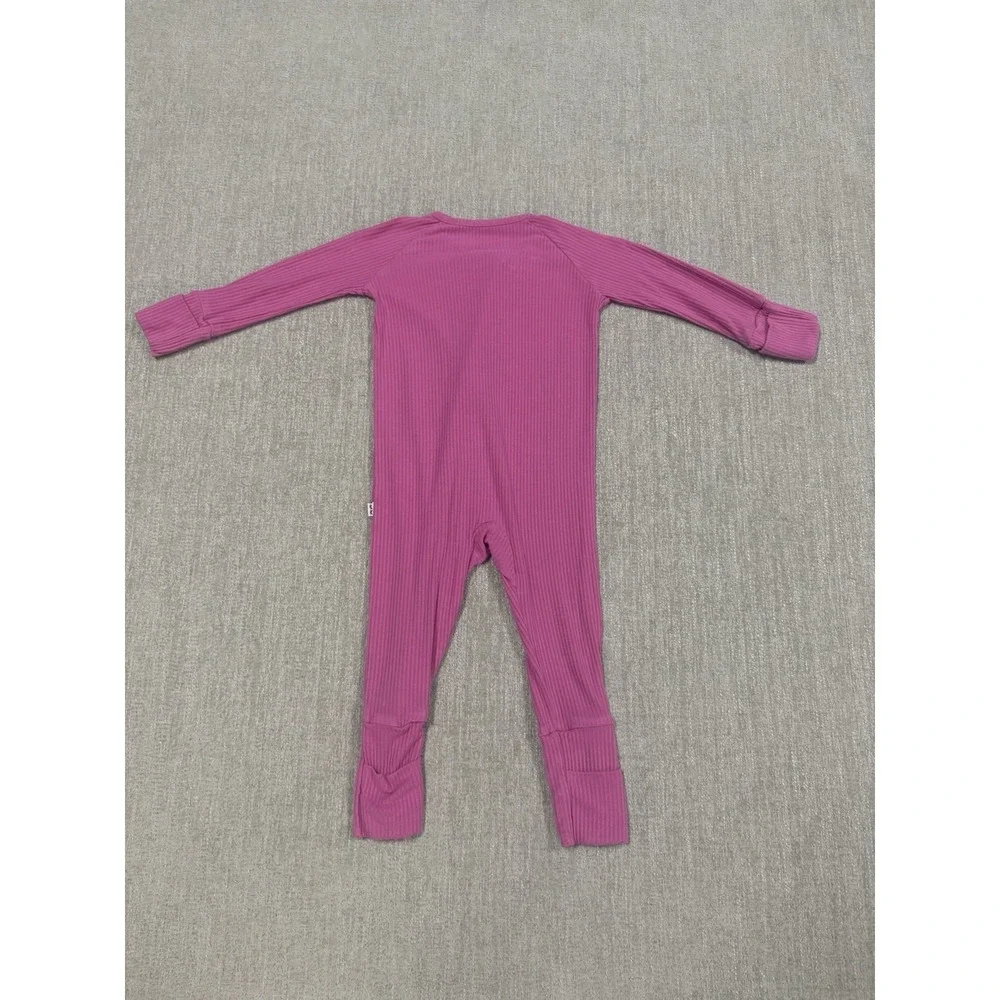 Little Sleepies Rosette Pink Ribbed Bamboo Zippy Size 3-6 Months Pajama
